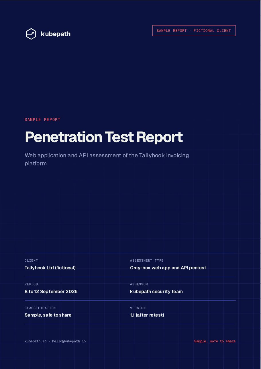 Cover of the Penetration Test Report sample
